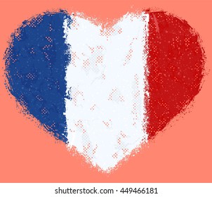 Flag of France grunge heart