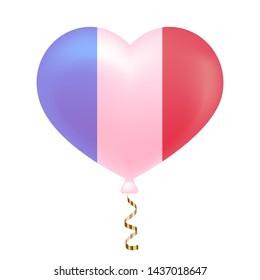 flag of France in heart shape. vector illustration.