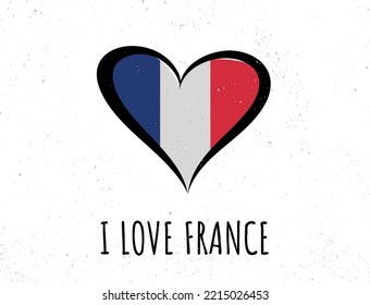 Bandera de Francia en forma de corazón. Icono de vector de bandera de Francia.