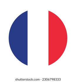 The flag of France. Flag icon. Standard color. Round flag. Computer illustration. Digital illustration. Vector illustration.