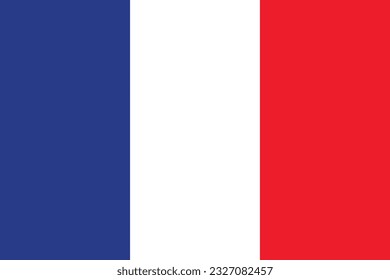 The flag of France. Flag icon. Standard color. Standard size. A rectangular flag. Computer illustration. Digital illustration. Vector illustration.