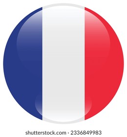 The flag of France. Flag icon. Standard color. Circle icon flag. 3d illustration. Computer illustration. Digital illustration. Vector illustration.