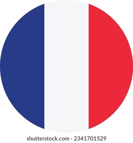 The flag of France. Flag icon. Standard color. Circle icon flag. 3d illustration. Computer illustration. Digital illustration. Vector illustration.