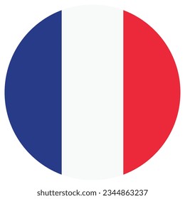 The flag of France. Flag icon. Standard color. Circle icon flag. 3d illustration. Computer illustration. Digital illustration. Vector illustration.