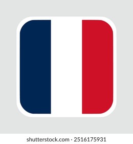 The flag of france. Flag icon. Standard color. flat vector square with rounded corners Computer illustration. Digital illustration. Vector illustration.	