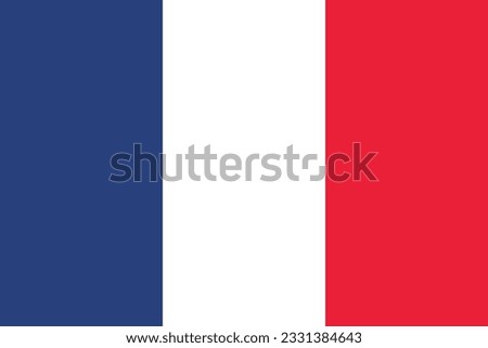 The flag of France. Flag icon. Standard color. Standard size. A rectangular flag. Computer illustration. Digital illustration. Vector illustration.