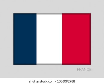 Flag of France. National Ensign Aspect Ratio 2 to 3 on Gray Cardboard