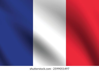 Flag of France. France flag official colors and proportion digital vector illustration. Wavy flag.