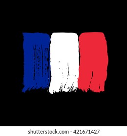Flag of France on a black background. Vector art.