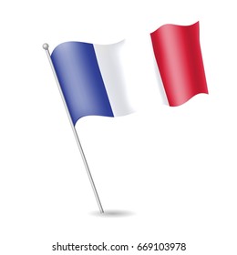 Flag of France on the flagstaff. Vector illustration