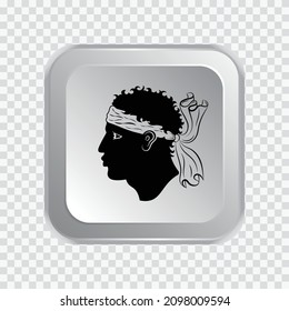 Flag of France on square button on transparent background element for websites. Vector illustration