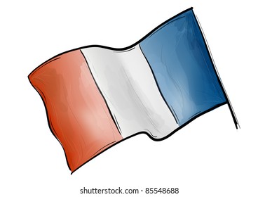 flag of france on the white