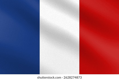 Flag of France with paper texture and light. Vector illustration 