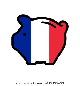 Flag of France, piggy bank icon, vector symbol.