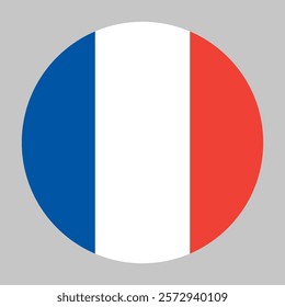 Flag of France round shape, national symbol