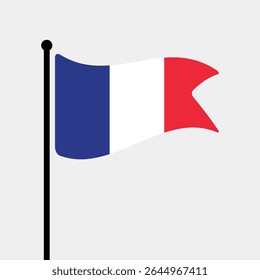 Bandeira da França. França bandeira vetor ilustração ícone design. Bandeira de mastro flutuante.