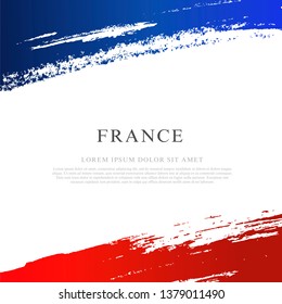 Flag of France. Vector illustration on white background. Brush strokes drawn by hand. Independence Day. Bastille Day.