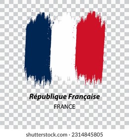 Flag of France. Vector illustration on white background. Beautiful brush strokes. Abstract concept. Elements for design.
