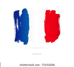 Flag of France. Vector illustration on white background. Beautiful brush strokes. Abstract concept. Elements for design.