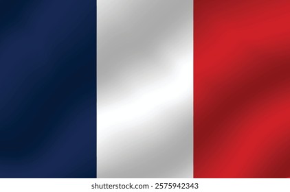 Flag of France. Waving flag of France. Vector illustration. 