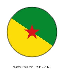 The flag of French Guiana. Flag icon. Standard color. Round flag. Computer illustration. Digital illustration. Vector illustration.