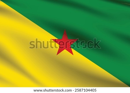 Flag of French Guiana. French Guiana flag official colors and proportion digital vector illustration. Waving flag.