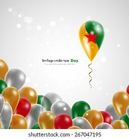 Flag of French Guiana on balloon. Celebration and gifts. Balloons on the feast of the national day.