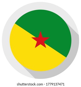 Flag of French Guiana, Round shape icon on white background, vector illustration
