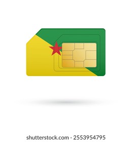 Flag of French Guiana. Vector illustration of SIM Card with flag on white background