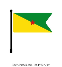 Flag of French Guiana. French Guiana flag vector illustration icon design. Flagpole flag icon.