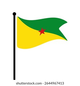 Bandeira da Guiana Francesa. Guiana Francesa bandeira vetor ilustração ícone design. Bandeira de mastro flutuante.