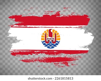 Flag of  French Polynesia  brush stroke background.  Flag French Polynesia on transparent background for your design, app, UI.  Stock vector. EPS10.