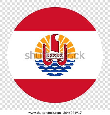 Flag of French Polynesia. French Polynesia circle flag logo icon computer vector illustration design. Checkerboard background.