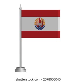 Bandera de la Polinesia Francesa ondeando un asta sobre la mesa. Ilustración del vector