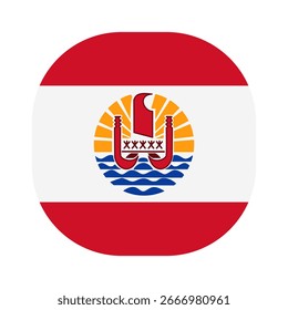 Flagge von Französisch-Polynesien Symbol. Französisch Polynesien abgerundete quadratische Flagge Symbol digitale Vektorgrafik-Design. Weißer Hintergrund.