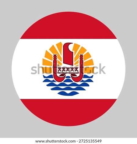 The flag of French Polynesia. Flag icon. Standard color. Round flag. Computer illustration. Digital illustration. Vector illustration