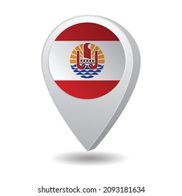 Flag of French Polynesia on marker map. Vector illustration