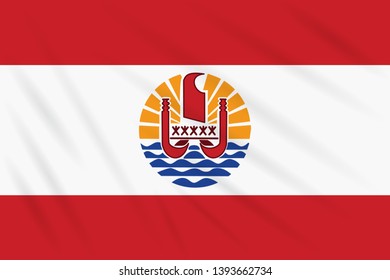 Flag French Polynesia swaying in wind, realistic vector