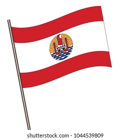 Flag of French Polynesia , French Polynesia flag waving isolated vector illustration