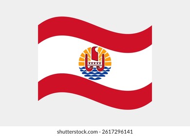 Flag of French Polynesia. French Polynesia wavy flag digital vector illustration. Fluttering flag.
