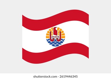 Flag of French Polynesia. French Polynesia wavy flag digital vector illustration. Fluttering flag.