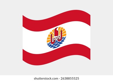 Flag of French Polynesia. French Polynesia wavy flag digital vector illustration. Fluttering flag.