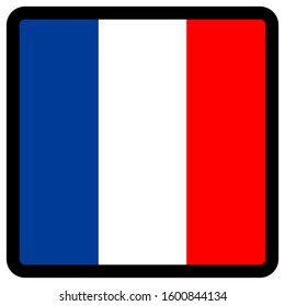 Flag of French in the shape of square with contrasting contour, social media communication sign, patriotism, a button for switching the language on the site, an icon.