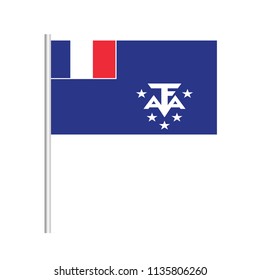 Flag of French Southern and Antarctic Lands. Icon vector illustration,National flag for country of  isolated, banner vector illustration. Vector illustration eps10.