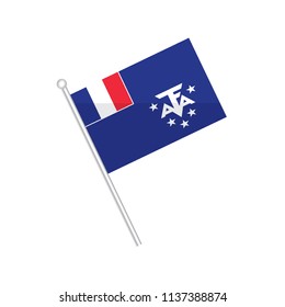 Flag of French Southern and Antarctic Lands. Flag of Island. Flag of Territory. isolated on a white background.