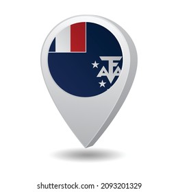 Flag of French Southern and Antarctic Lands on marker map. Vector illustration