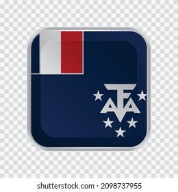 Flag of French Southern and Antarctic Lands on square button on transparent background element for websites. Vector illustration