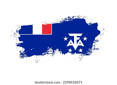 Flag of French Southern and Antarctic Lands country with hand drawn brush stroke vector illustration