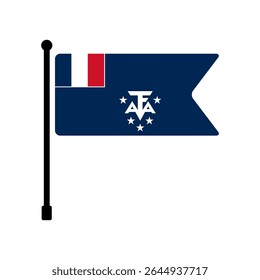 Bandeira do Território Antártico e Sul Francês. Território Antártico e Sul Francês bandeira vetor ilustração ícone design. Ícone do sinalizador de polo.