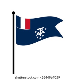 Bandeira do Território Antártico e Sul Francês. Território Antártico e Sul Francês bandeira vetor ilustração ícone design. Bandeira de mastro flutuante.